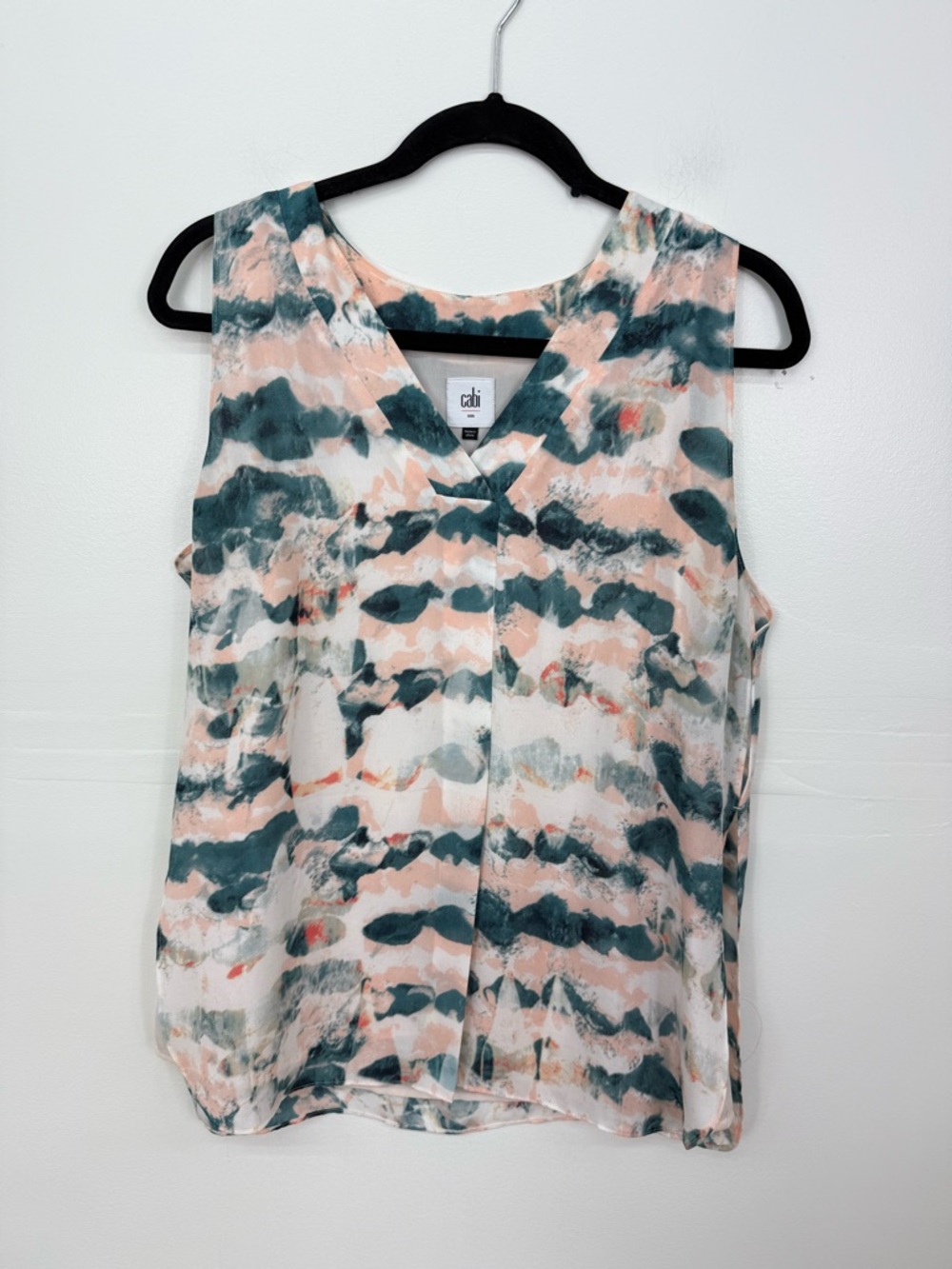 CAbi Peach & Teal Abstract Sleeveless Tank R18